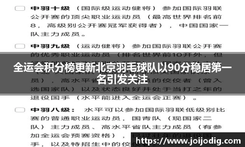 全运会积分榜更新北京羽毛球队以90分稳居第一名引发关注